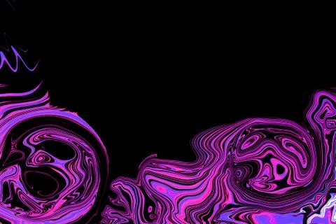 Abstract black background with colored pink curl lines Stock Illustration