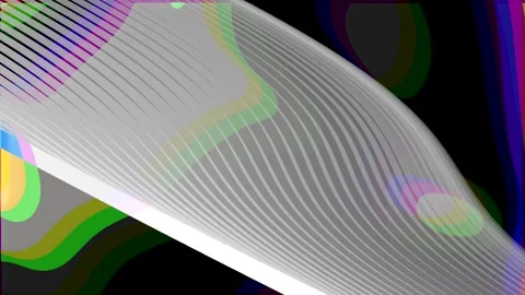 Abstract Black Background with Colorful Waves and Diagonal Striped Ribbon N.. Stock Footage 343733567