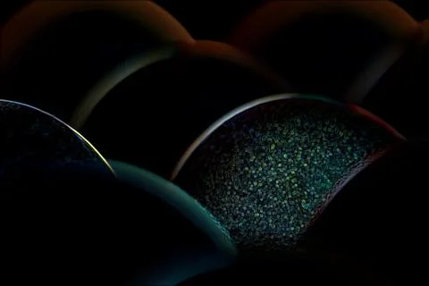 Abstract black background with different lines and other elements Foto stock