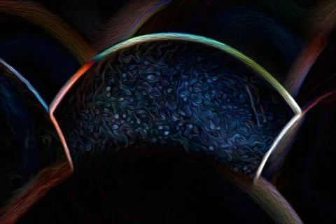 Abstract black background with different lines and other elements Stock Photos