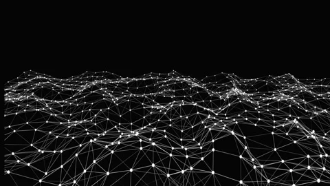 Abstract black background with a dynamic white dots and line wave animated .. Stock Footage 290073319