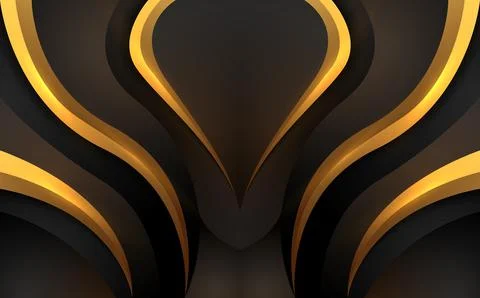 Abstract black background with elegant gold lines Stock Illustration