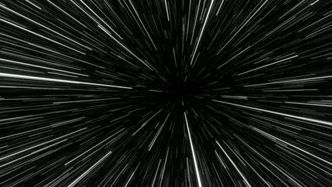 Abstract black background with fast white light line motion simulating star warp Stock Footage 336918443