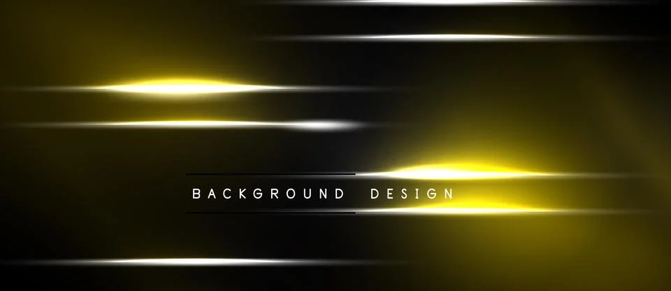 Abstract black background features bright yellow, white light streaks. Modern 스톡 일러스트
