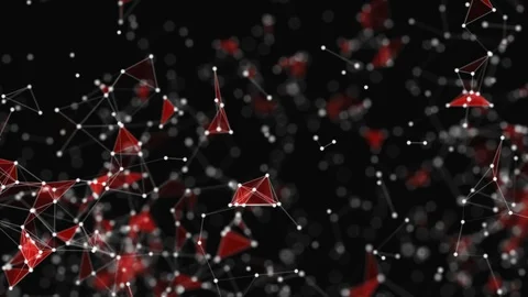 Abstract black background, full of white dots, which are connected with white Stock Footage 105830335