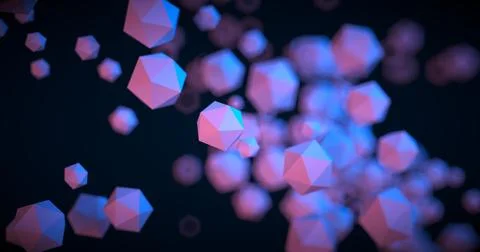 Abstract black background with geometric shapes, depth of field and bokeh. Neon Illustrazione stock