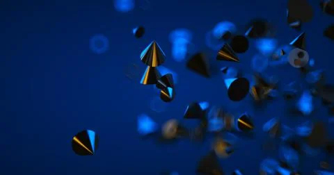 Abstract black background with geometric shapes, depth of field and bokeh. Neon 스톡 일러스트