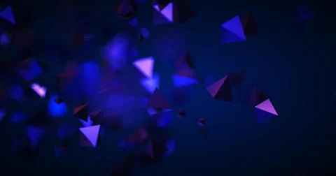 Abstract black background with geometric shapes, depth of field and bokeh. Neon Stock Illustration