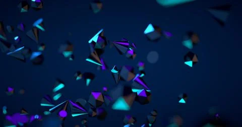 Abstract black background with geometric shapes, depth of field and bokeh. Neon 스톡 일러스트