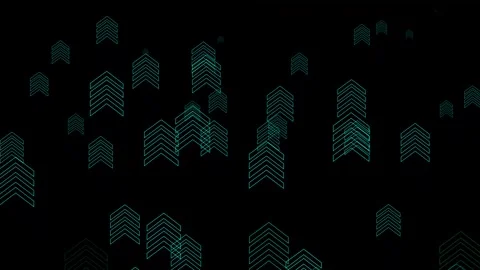 Abstract black background with glowing arrow shapes in a repeating pattern .. Stock Footage 337091218