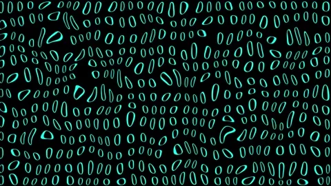 Abstract black background with glowing blue zero symbols in a wavy pattern,.. Stock Footage 340528728