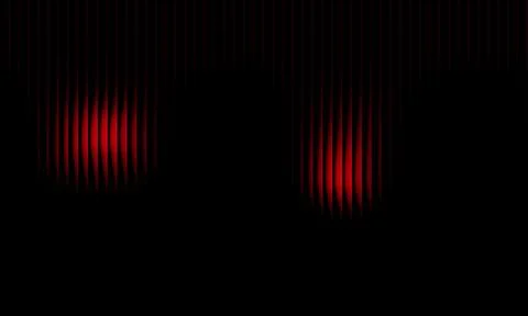 Abstract black background with glowing red vertical lines and wavy 3D light.. Stock-Illustration