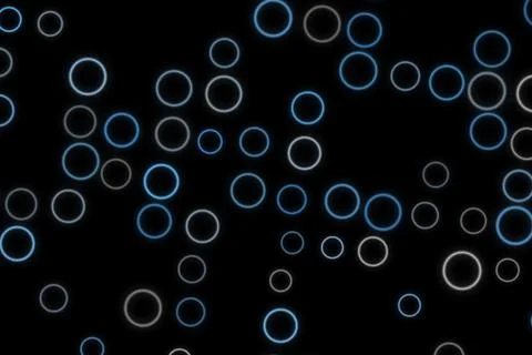 Abstract black background with glowing white circles Stock Illustration