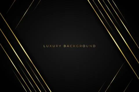 Abstract black background with golden lined frame abstract design, stock illustr Stock-Illustration