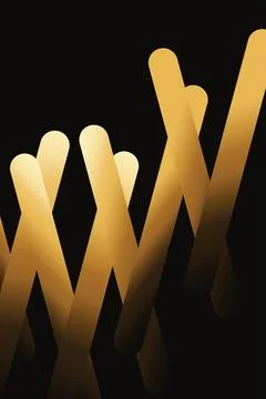Abstract black background with golden parallel rounded bars creating dynami.. Stock Illustration