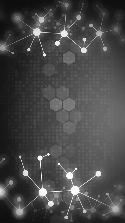 Abstract black background of molecular structures. Connected lines with dots. Stock Footage 303924899