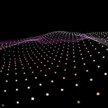 Abstract black background from a sequence of points. Waves of circle. Digital イラスト素材