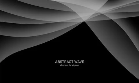 Abstract black background with smooth gray lines, waves. Modern and fashion.  イラスト素材