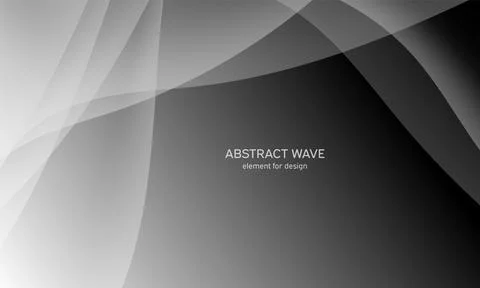 Abstract black background with smooth gray lines, waves. Modern and fashion.  Stock Illustration