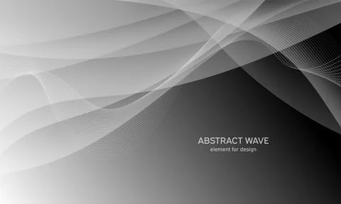Abstract black background with smooth gray lines, waves. Modern and fashion.  Illustrazione stock