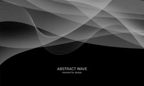 Abstract black background with smooth gray lines, waves. Modern and fashion.  Stock Illustration