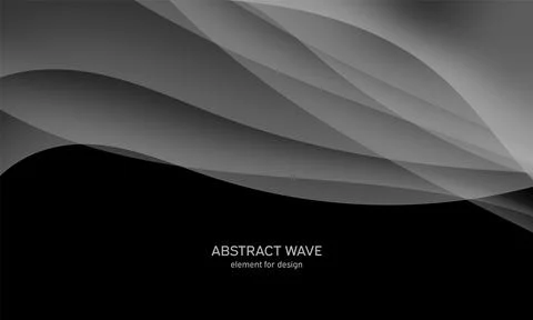 Abstract black background with smooth gray lines, waves. Modern and fashion.  Stock Illustration