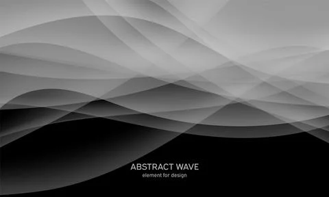 Abstract black background with smooth gray lines, waves. Modern and fashion.  Stock Illustration