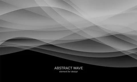 Abstract black background with smooth gray lines, waves. Modern and fashion.  Illustrazione stock