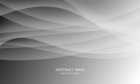 Abstract black background with smooth gray lines, waves. Modern and fashion.  Stock Illustration