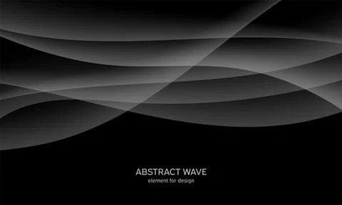 Abstract black background with smooth gray lines, waves. Modern and fashion.  Stock Illustration
