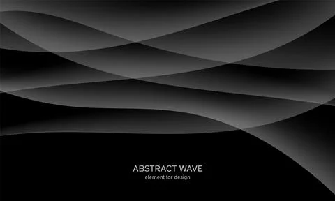 Abstract black background with smooth gray lines, waves. Modern and fashion.  Stock Illustration
