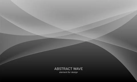Abstract black background with smooth gray lines, waves. Modern and fashion.  Stock Illustration