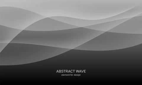 Abstract black background with smooth gray lines, waves. Modern and fashion.  Stock Illustration