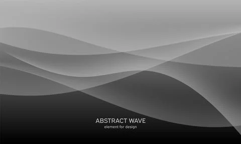 Abstract black background with smooth gray lines, waves. Modern and fashion.  Stock Illustration