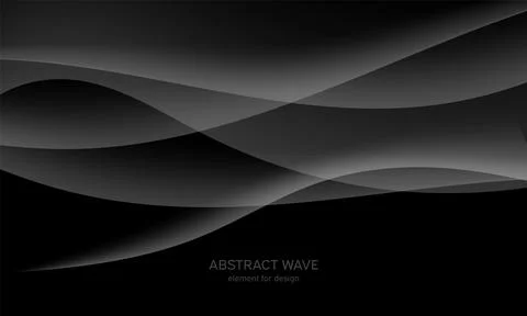 Abstract black background with smooth gray lines, waves. Modern and fashion.  Illustrazione stock