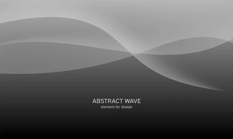 Abstract black background with smooth gray lines, waves. Modern and fashion.  Stock Illustration