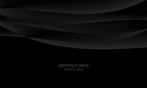 Abstract black background with smooth gray lines, waves. Modern and fashion.  Illustrazione stock