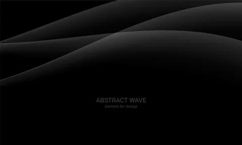 Abstract black background with smooth gray lines, waves. Modern and fashion.  Stock Illustration