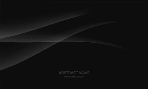 Abstract black background with smooth gray line, wave. Modern, luxury and fas Stock Illustration