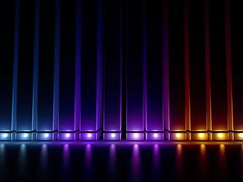 Abstract black background with a vertical 3D illumination Stock Illustration