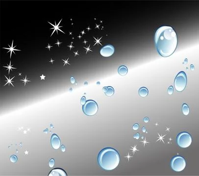 Abstract black background with Water drops and stars Stock Illustration