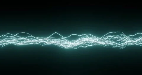 Abstract black background with wavy broken neon lines moving in waves Stock Footage 280346325