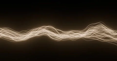 Abstract black background with wavy dotted neon lines moving in waves Stockbeeldmateriaal 280346329