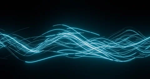Abstract black background with wavy neon lines moving in waves Stock Footage 280346328