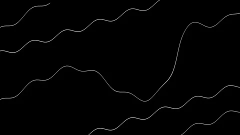 Abstract black background with wavy white lines creating a dynamic pattern Video stock 316074805