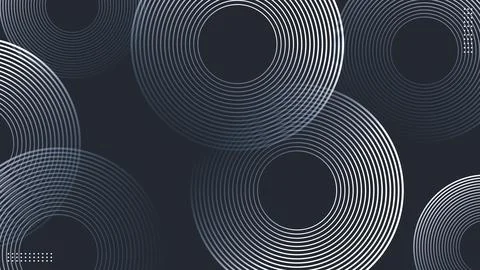 Abstract black background with white circle rings. Digital future technolog.. Stock Illustration