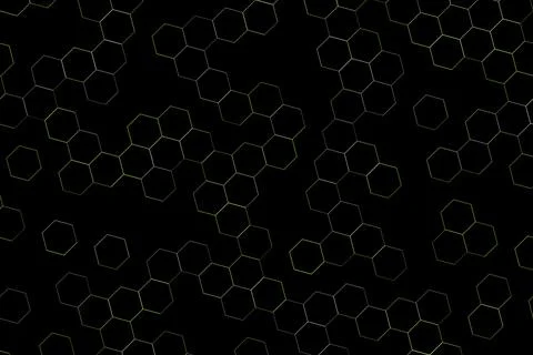 Abstract black background with white hexagon patterns Stock Illustration