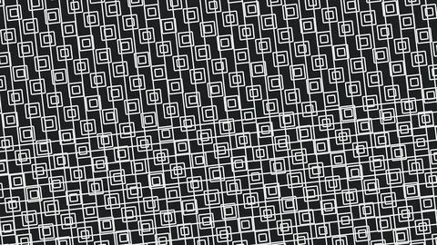 Abstract black background with white interconnected square motifs forming a d イラスト素材