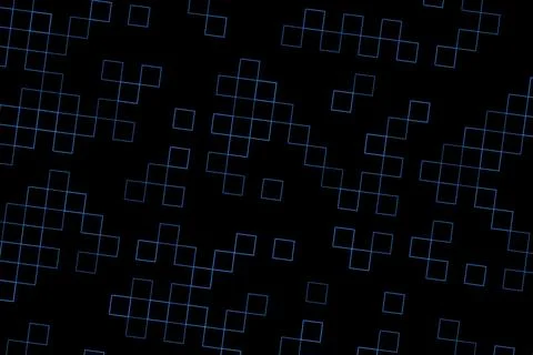 Abstract black background with white square outlines pattern Stock Illustration