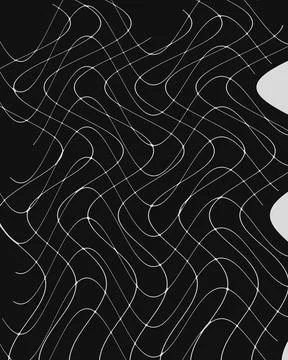 Abstract black background with white wavy dashed lines forming a rhythmic g.. Stock Illustration
